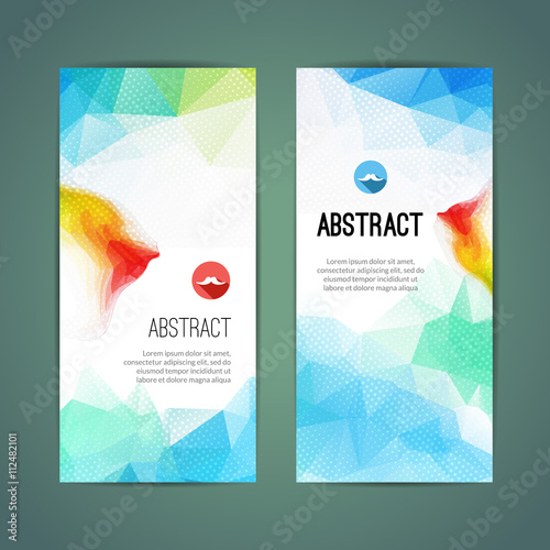 Set of polygonal triangular colorful geometric banners for innovate youth modern design