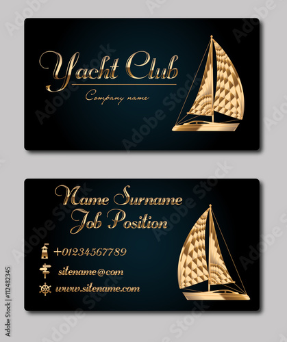 Sailing yacht. Business card template.