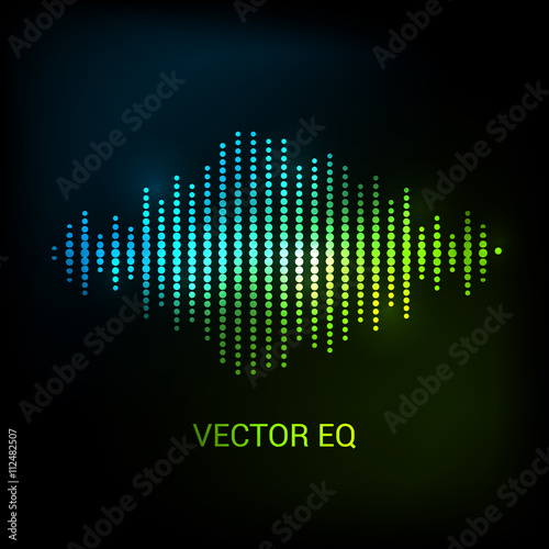 Single colorful eq, equalizer. Vector sound audio wave, frequency, melody, soundtrack in night for dance electronic disco music. Sound wave eq. Audio wave.