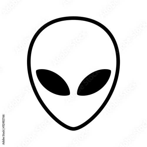 Obraz na plátně Extraterrestrial alien face or head symbol line art icon for apps and websites