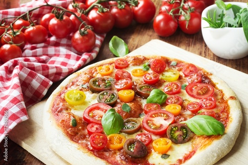 Fresh colorful Pizza Margherita photo