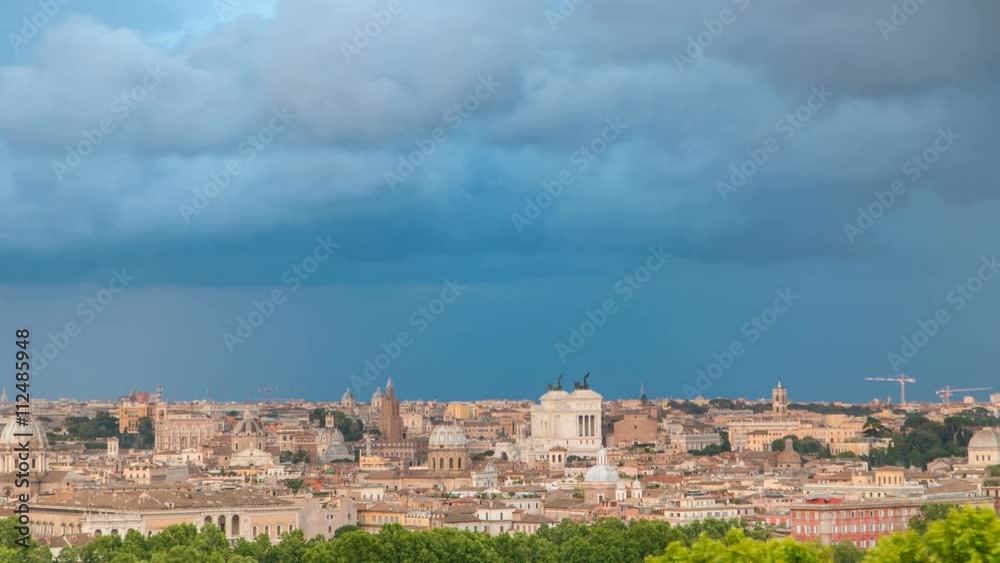 Panoramic view of historic center timelapse of Rome, Italy Panoramic view of historic center timelapse of Rome, Italy