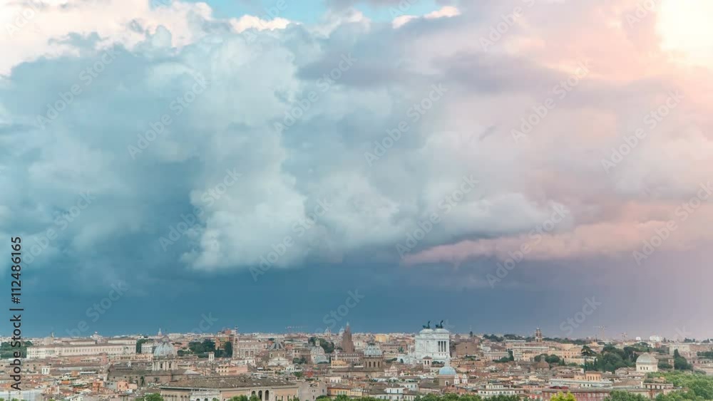 Panoramic view of historic center timelapse of Rome, Italy Panoramic view of historic center timelapse of Rome, Italy