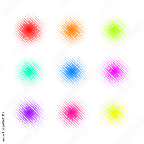 Set of Circle Colorful square Dot Banners. Noisy Round concepts. Dotwork Halftone Backgrounds. Vector Illustration. © kolonko