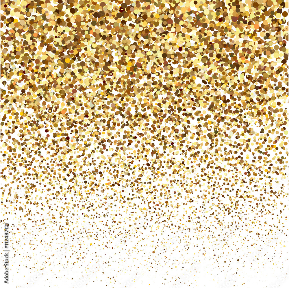 Gold glitter shine texture on a white background. Golden explosion of confetti. Golden abstract particles on a white background. Isolated Holiday Design elements. Vector illustration. Gold glitter shine texture on a white background. Golden explosion of confetti. Golden abstract particles on a white background. Isolated Holiday Design elements. Vector illustration.