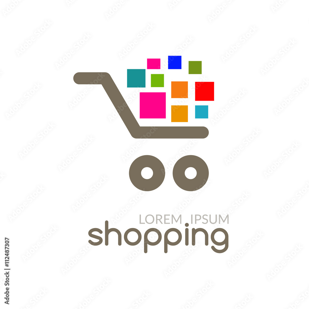 Online Shop mall market concept cart Logo design vector business template  icon. Logotype for store, any commercial, sale etc vector de Stock | Adobe  Stock