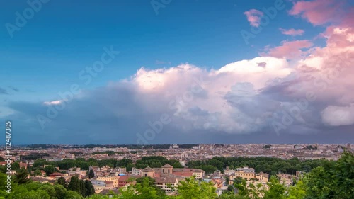 Panoramic view of historic center timelapse of Rome, Italy photo