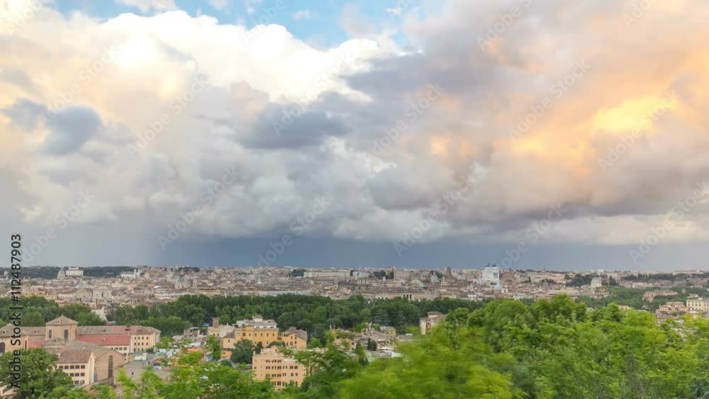 Panoramic view of historic center timelapse of Rome, Italy Panoramic view of historic center timelapse of Rome, Italy