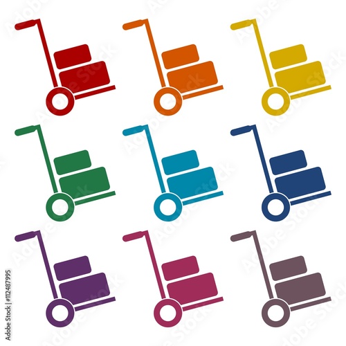 Handcart icons set 