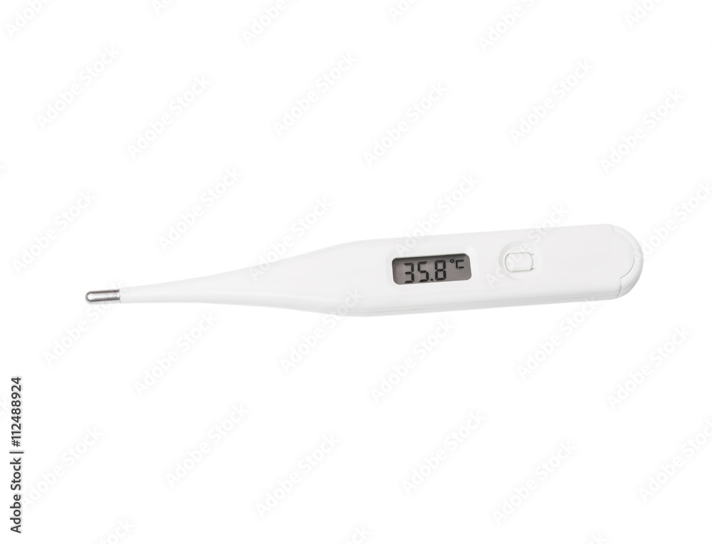 Electronic thermometer shows the temperature of 36.6 degrees Electronic thermometer shows the temperature of 36.6 degrees
