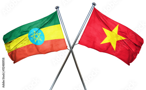 Free Download Ethiopia flag with Vietnam flag, 3D rendering - GFXLoad