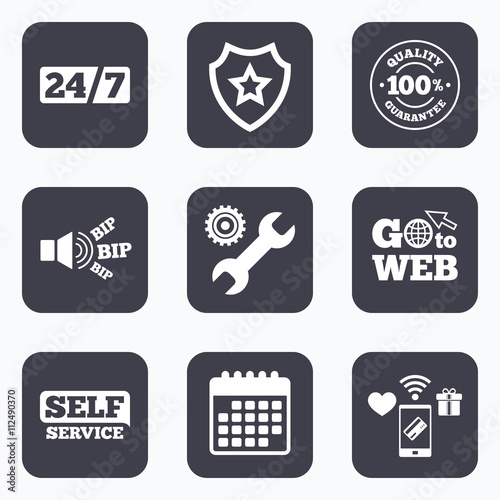 Repair fix tool icons. Customer service signs.