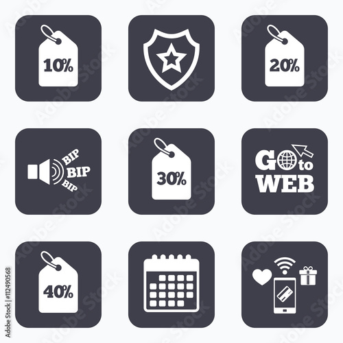 Sale price tag icons. Discount symbols.