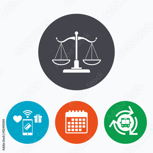 Scales of Justice sign icon. Court of law symbol