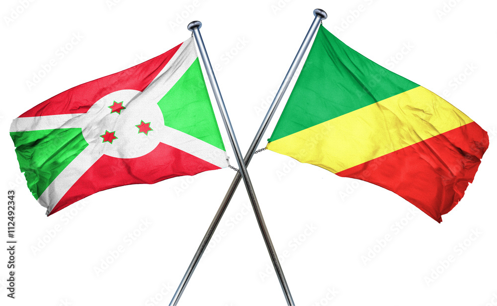 Burundi flag with Congo flag, 3D rendering