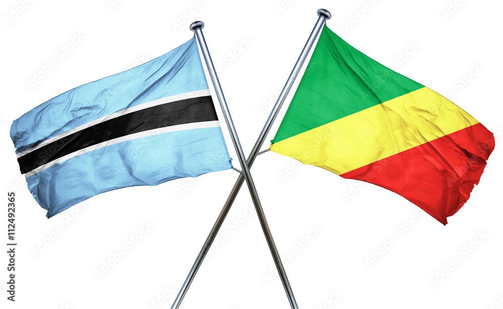 Botswana flag with Congo flag, 3D rendering