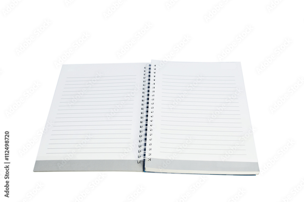 Empty white paper notebook on the white background. Empty white paper notebook on the white background.