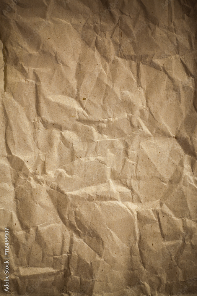 Fototapeta premium Old crumpled paper, Brown crumpled paper texture for background