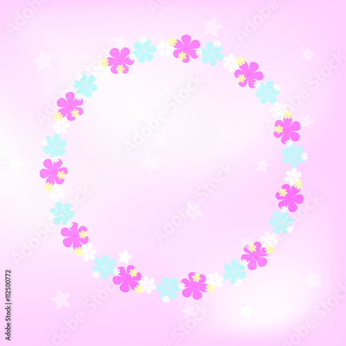 Flowers are pink circle background
