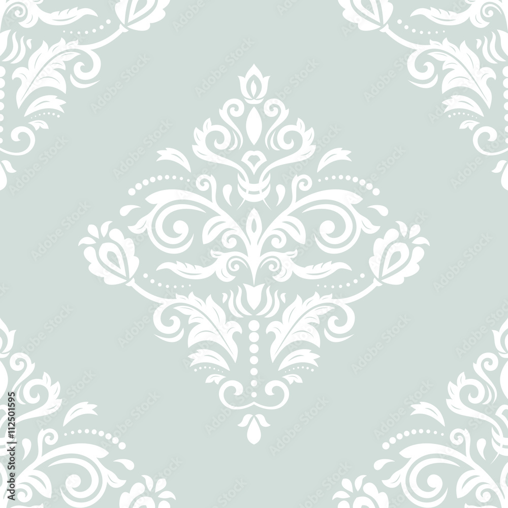 Oriental vector classic white pattern. Seamless abstract background with repeating elements