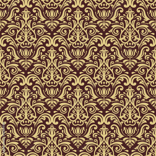 Oriental vector golden classic pattern. Seamless abstract background with repeating elements