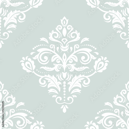 Oriental vector classic white pattern. Seamless abstract background with repeating elements