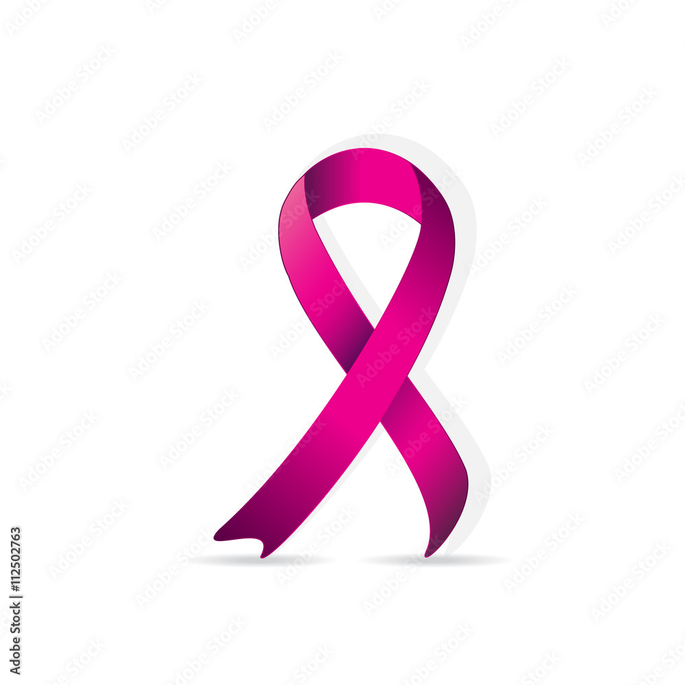 Breast cancer logo for poster, pink ribbon on white background Breast cancer logo for poster, pink ribbon on white background