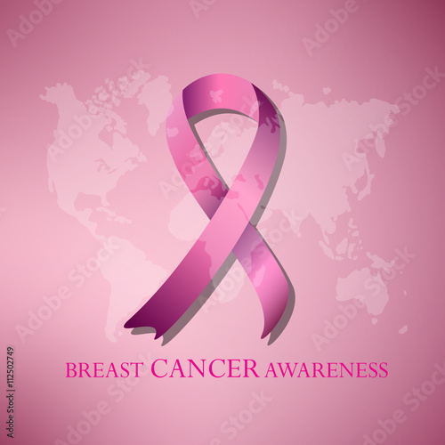 Breast cancer awarenss pink ribbon and map design photo