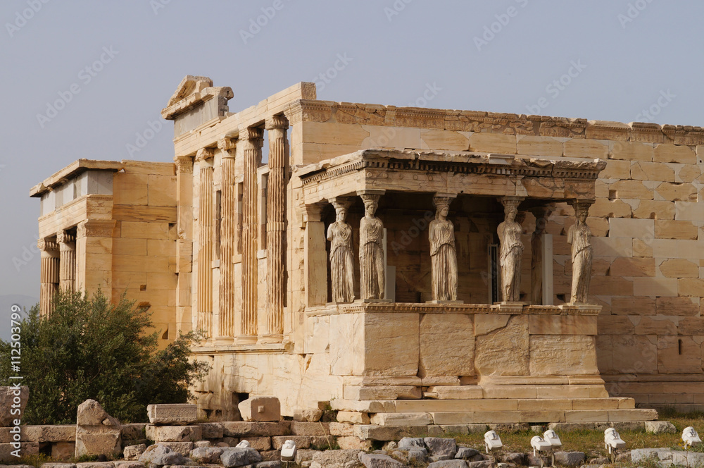 Caryatides of Erechtheion at Acropolis in Athens, Greece.