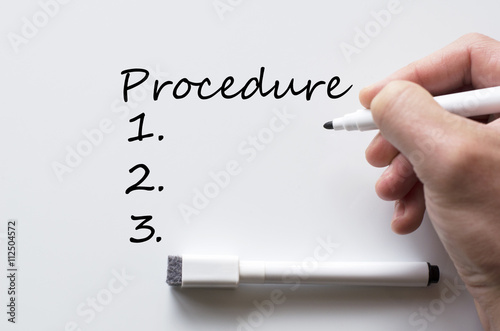 Procedure written on whiteboard photo