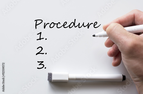 Procedure written on whiteboard