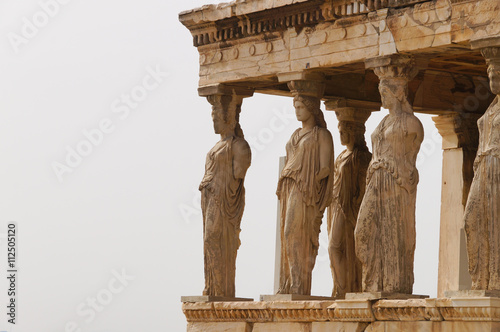 Caryatides of Erechtheion at Acropolis in Athens, Greece.