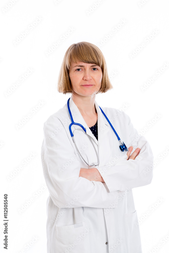young female doctor with crossed arms young female doctor with crossed arms