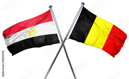 Φωτογραφία Egypt flag with Belgium flag, 3D rendering