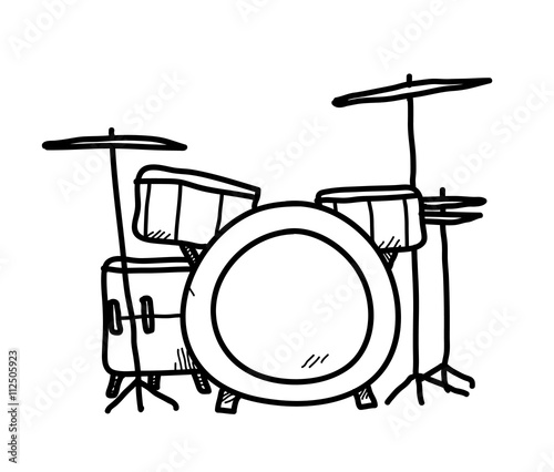 Drum Set Doodle, a hand drawn vector doodle illustration of a drum set.