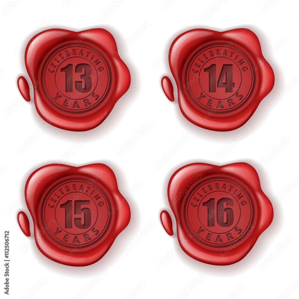 Celebrating 13-16 years greeting card wax seal Celebrating 13-16 years greeting card wax seal