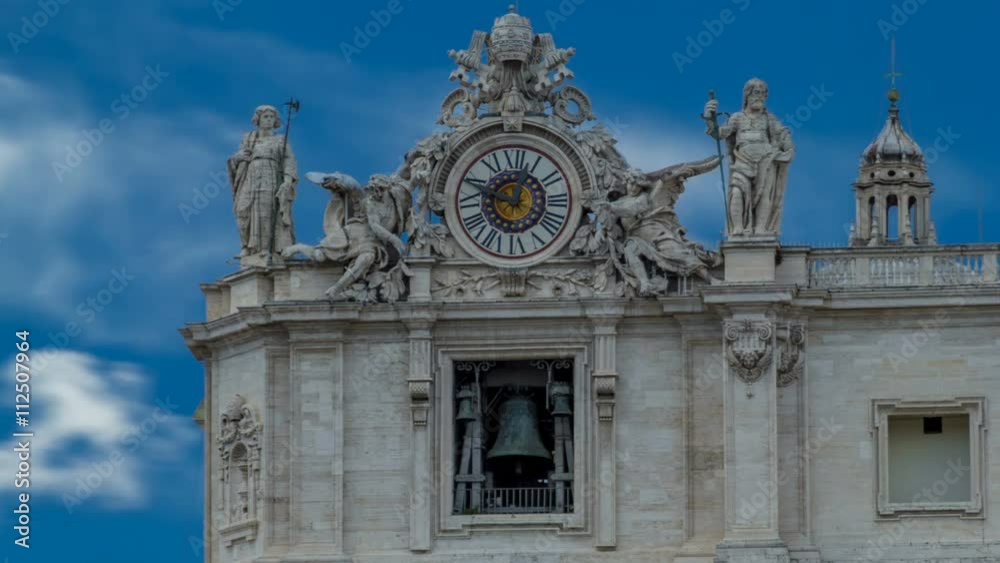 One of the giant clocks on the St. Peter's facade timelapse. One of the giant clocks on the St. Peter's facade timelapse.