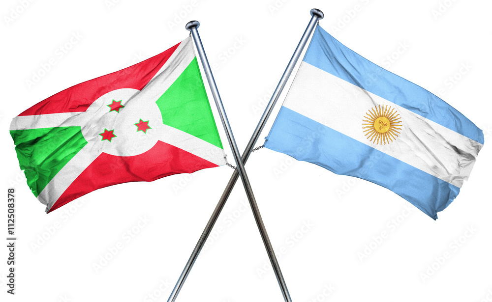 Burundi flag with Argentina flag, 3D rendering Burundi flag with Argentina flag, 3D rendering