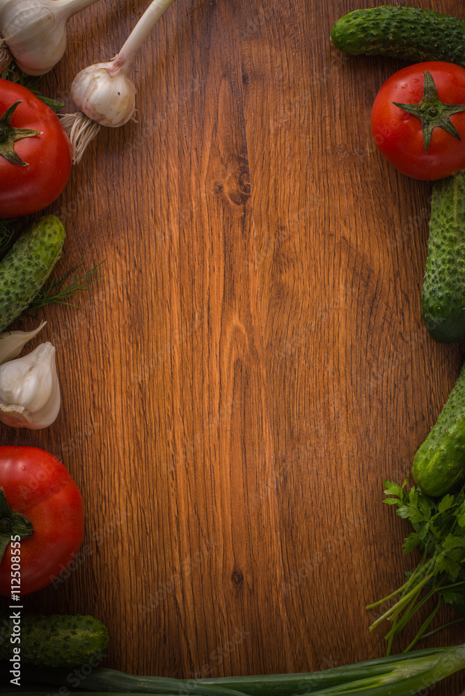 Vegetables on the table top background Vegetables on the table top background