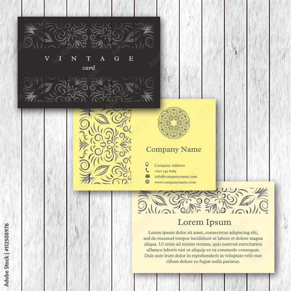 Set of ornamental business cards with flower mandala, visiting template card.  Vintage decorative elements. Indian, asian, arabic, islamic, ottoman motif.  Vector illustration. Stock Vector | Adobe Stock