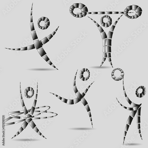 Sport graphic illustration vector
Drawing black white kinds of sports on a gray background with shadow abstract vector illustration
