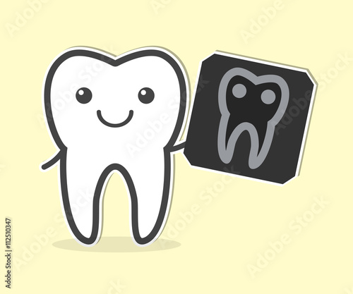 Happy tooth with X-ray film.