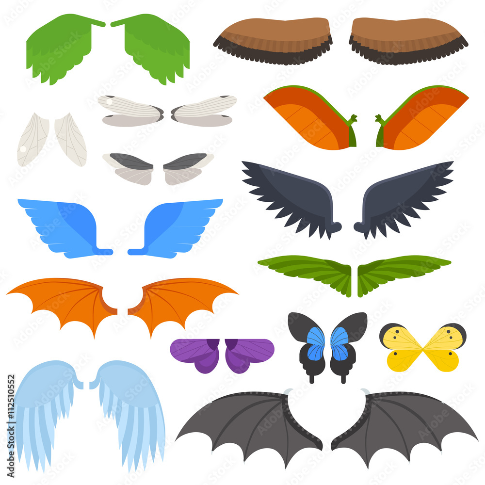 Fototapeta premium Wings isolated vector illustration.