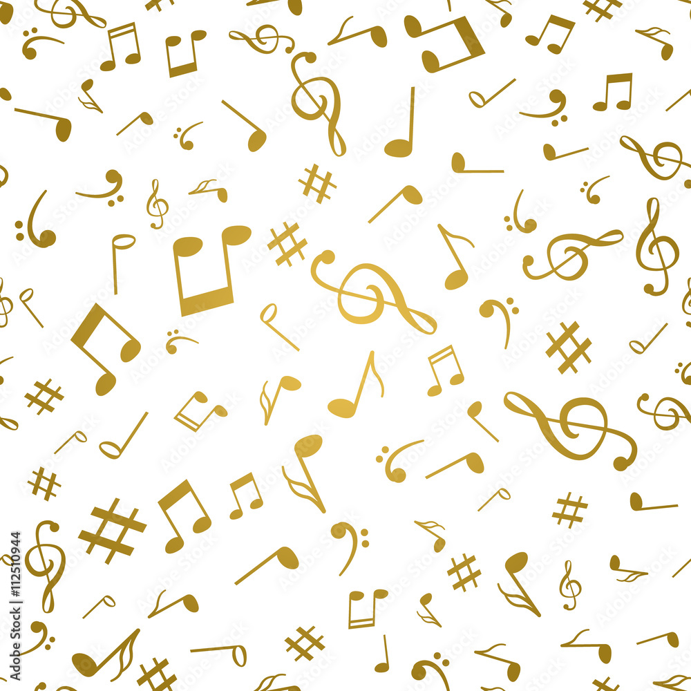 Abstract golden music notes seamless pattern background vector illustration for your design Abstract golden music notes seamless pattern background vector illustration for your design