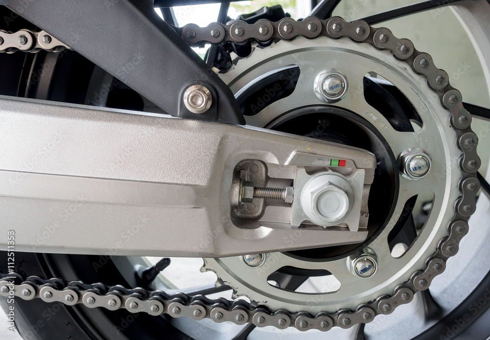 detail of a motorcycle rear chain