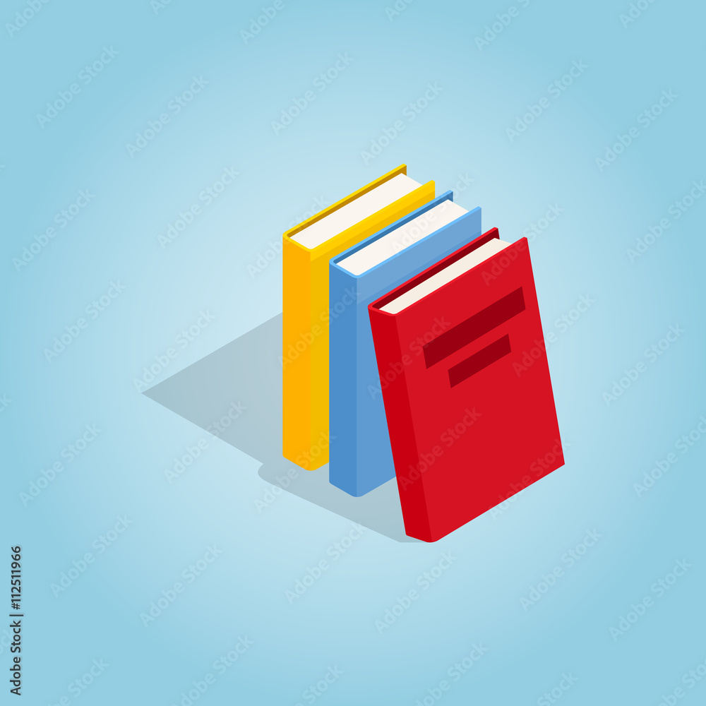 Three books icon, isometric 3d style Three books icon, isometric 3d style