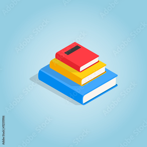 Three books on each other icon, isometric 3d style