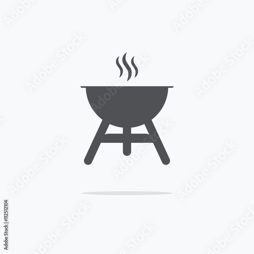 Barbecue grill icon or sign isolated on white background. BBQ sy