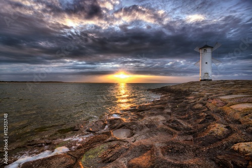 Lighthouse windmill Stawa Mlyny, Swinoujscie, Baltic Sea, Poland