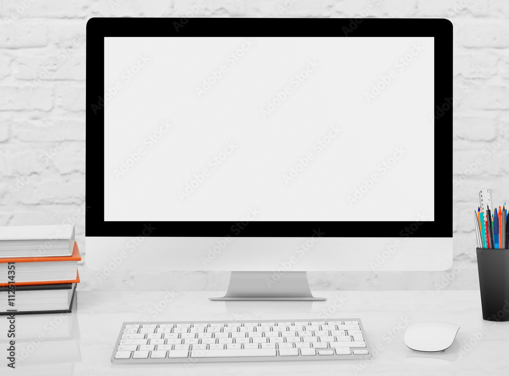 Computer monitor on working desk Computer monitor on working desk